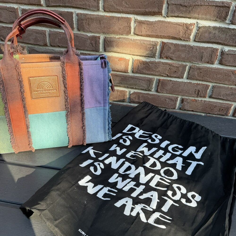 Kurt Geiger London Southbank Tote Bag Cross Multicolor Denim Patchwork NWT $218
